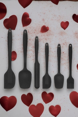 Hitfoni Yanmaz Yapışmaz Silikon Spatula Seti 6 Parça Siya