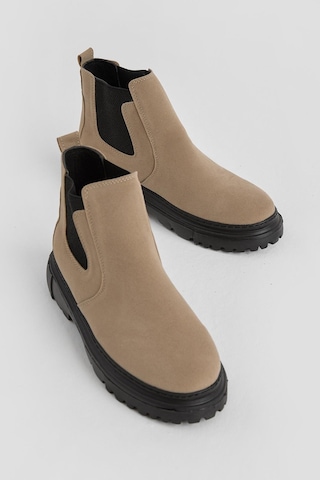 Kalın Faylon Hafif Taban Yanları Lastikli Erkek Vizon Chelsea Bot Tberk205 Vizon