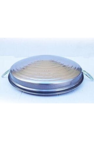 Üzüm Çelik Kapaklı Saç Kavurma Tavası, Paslanmaz Krom Kavurma Tavası 35 Cm