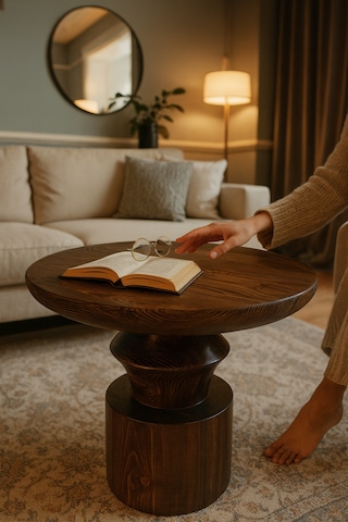 Nordtre Ahşap Orta Sehpa Ceviz Renk Mantar Sehpa Ceviz