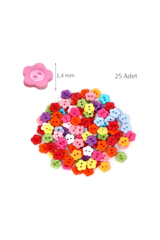 Çiçek Renkli Düğme Renkli Papatya Düğme 1,4 Cm - 25 Adet