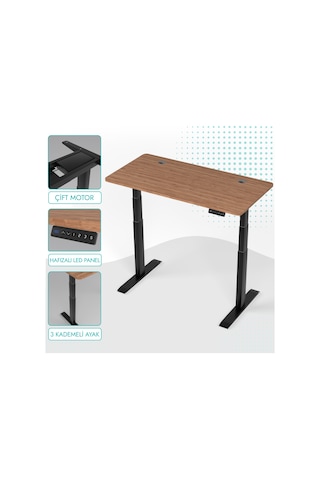 Karr Office O-Flex O2S2 Duo Çift Motorlu Elektrikli Yükseklik Ayarlı Masa - 120X60 - Bambu/S Bambu