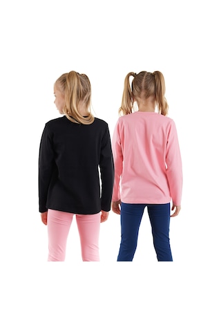 Denokids Siyah Ve Kırmızı Kız C Ocuk 2'li Paket T-shirt Renkli