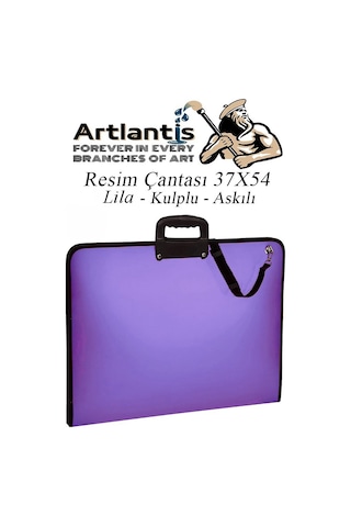 Lila Resim Çantası Fermuarlı Kulplu 37x54 Cm 1 Adet Teknik Resim Dosya Çantası 35x50 Cm Askılı Proje Çantası Okul Sınıf