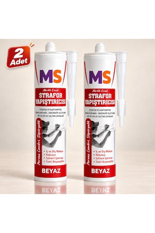 2 Adet Beyaz Strafor Yapıştırıcısı 310 Ml Akrilik Esaslı Kartonpiyer Eps Xps Yapıştırma Tutkalı 480 Gr
