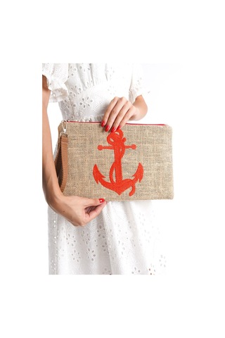 Mubiano Summer Kadın Jüt Hasır Kumaş Çapa Clutch & Portföy Çanta - Msly0103-bj Bej