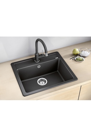 Simpex Tek Göz Tezgah Üstü&tezgaha Sıfır Uyumlu Antrasit 58x50cm