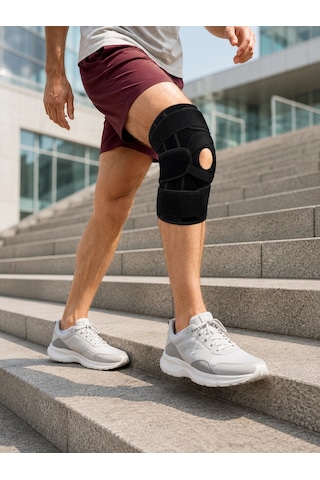 Trendexa Mey İthalat Patella Destekli Ligamentli Dizlik Ayarlanabilir Cırtlı Silikon Pedli Diz Desteği