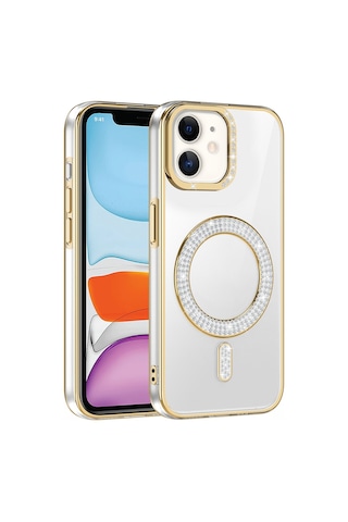 Teleplus Apple Uyumlu iPhone 11 Kılıf Karetta Diamod Taş Desenli Magsafeli Kapak