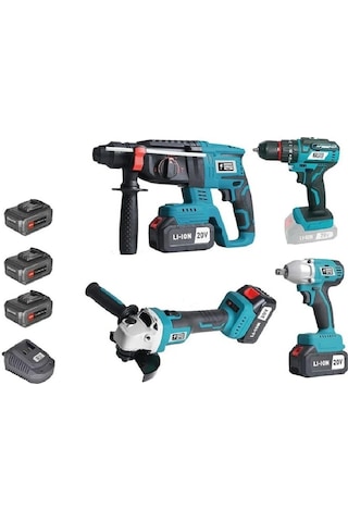 Catpower 1380 Vidalama + Kırıcı + Taşlama + Somun Kömürsüz Akülü 4'lü Set