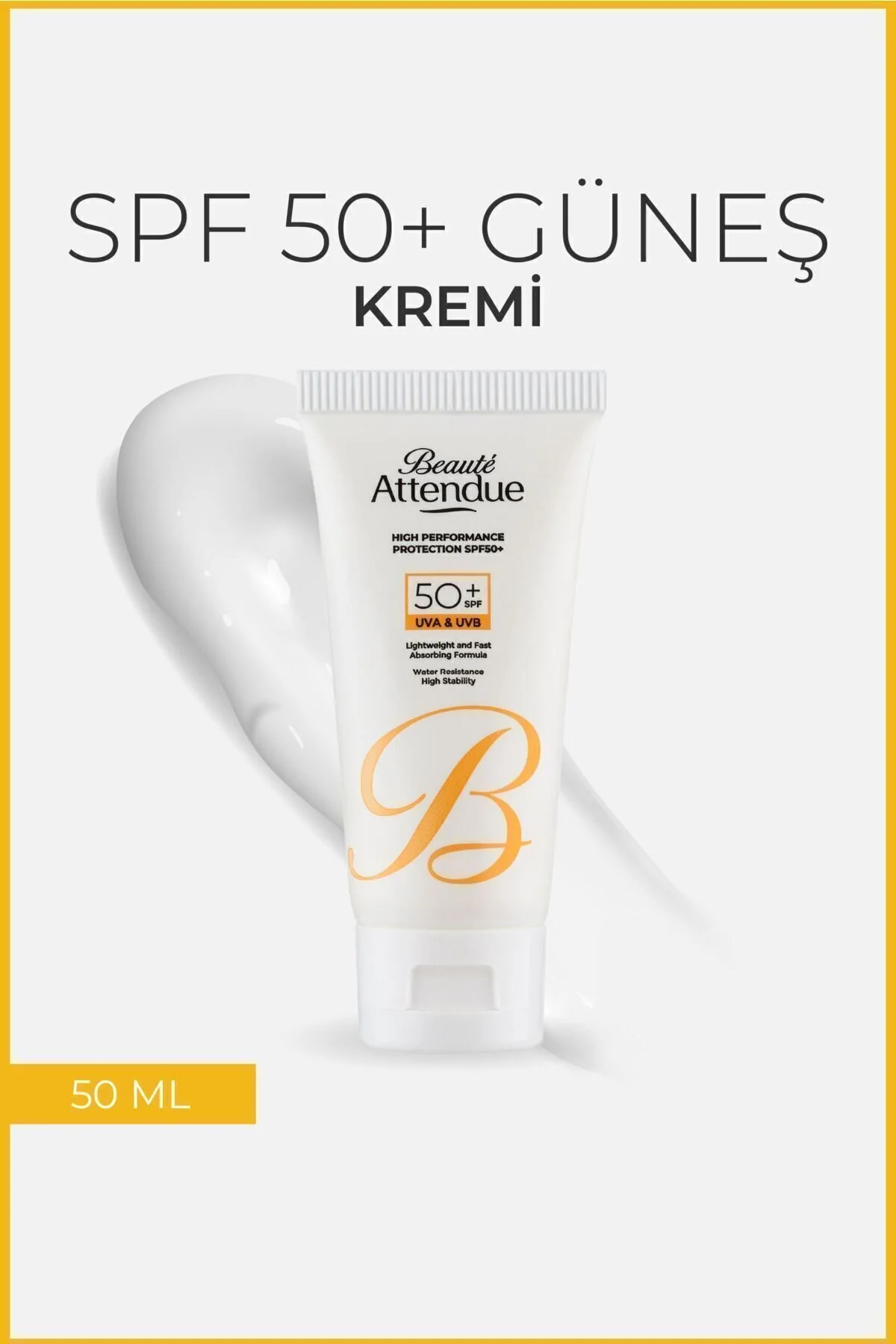 Beaute Attendue Yüksek Koruma Performanslı Spf 50 Yüz Güneş Kremi