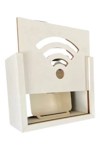 Duvar Düzenleyici Ahşap Dekoratif Beyaz Wifi Kutusu