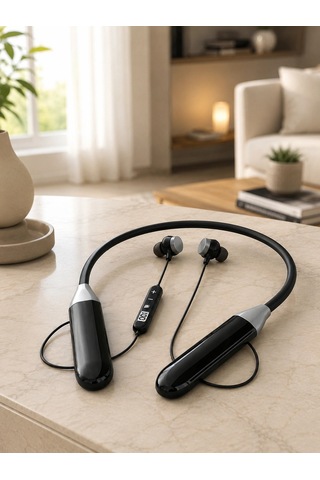 Kablosuz Bluetooth Boyun Kulaklığı Mikrofonlu Müzik Dinleme Çağrı Cevaplama Ses Kontrollü Kulak İçi