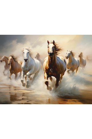 Koşan Atlar Ev Duvar Salon Ofis Dükkan Hediyelik Dekarasyon Süsü Ölçü Seçiniz