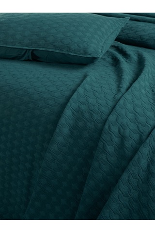 Elvira Yatak Örtüsü Seti Çift Kişilik Koyu Yeşil Kutulu Yeşil