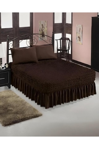 Etekli Çarşaf Yatak Örtüsü Bürümcük Kumaş Lastikli 1 Adet Kahve Kahve