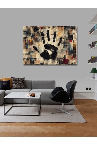 Kanvas Tablo Siyah El İzi 100cmx140cm