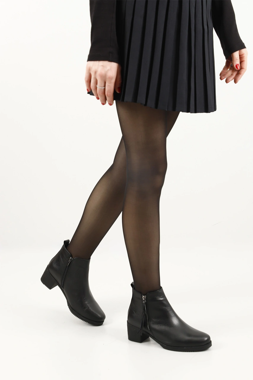 Gönderi R Kadın Siyah Floter Fermuarlı Kalın Topuklu Hakiki Deri Bot Gkzb13451460 Siyah Floter