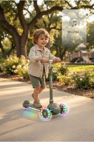 Speedx Maxi-scooter: Işıklı, Müzikli Ve 5 Kademeli Ayarlanabilir Led Işıklı Çocuk Scooter Çok Renkli
