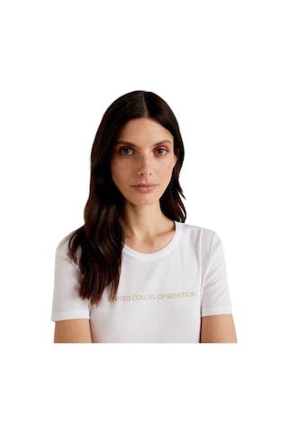 United Colors Of Benetton Kadın Benetton Yazılı Basic T-shirt Beyaz