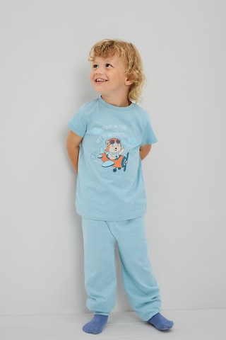 Defacto 2li Mavi Baskılı Kısa Kollu Pijama Takımı Erkek Bebek H5629a526aube526 Mavi-be526