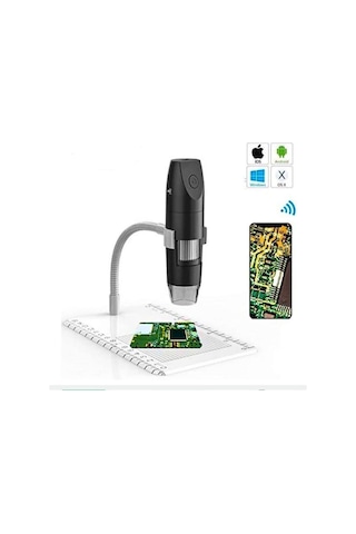 Dijital Mikroskop Usb Wifi Bağlantılı 1000x Zoom Kameralı Kablosuz Dijital Mikroskop Siyah Renk