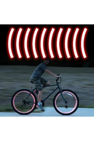 Green-10pcs Yapışkanlı Yansıtıcı Bant Bisiklet Güvenlik Uyarı Etiketi Bisiklet Reflektör Bant Şerit Bisiklet Scooter Jant Dekorasyon Çok Renkli