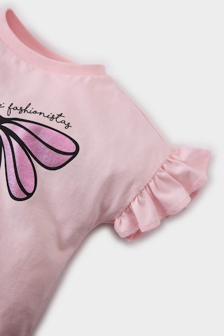 DeFacto Kız Bebek Bisiklet Yaka Baskılı Kısa Kollu Tişört E8385A525SMPN99 Pembe
