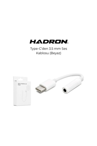 Type-c To 3.5 Mm Kulaklık Dönüştürücü Ses Kablosu, Aux Ve Hoparlör Adaptörü Beyaz