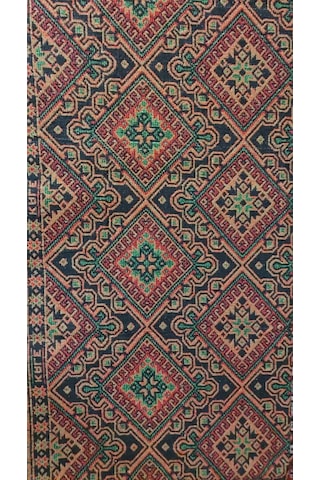Algelsineve Hisar Koyu Makine Dokuması Büyük Kilim Yeşil-kırmızı-siyah