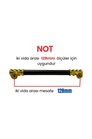 50 Adet Halka Boru Altın Siyah Metal Mobilya Kulpu 128mm Siyah - Altın