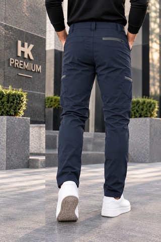 Hk Premium Erkek Haki Softshell Su Geçirmez Taktik Kargo Pantolon Moto Kurye & Outdoor Lacivert
