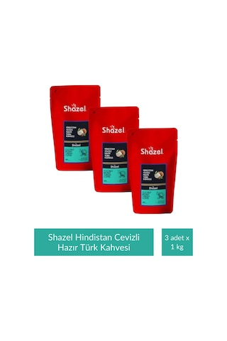 Shazel Hindistan Cevizli Hazır Türk Kahvesi 1 Kg X 3 Adet Türk Kahvesi