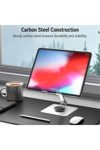 Reedark Gri Metal Dikey/taşınabilir Tablet Tutucu - 360 Döner, Çok Açıklı, Soğutucu Tasarım, İpad Uyumlu Ve Tüm Tabletler İçin Masaüstü Stant