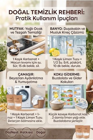 Doznest Doğal Temizlik Seti: Karbonat 1 Kg Ve Limon Tuzu 1 Kg