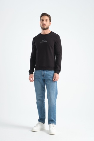 Shooter Sportwear Ribey Tekstil İth.ihr.san.tic.ltd.şti Erkek Üç İplik Sweatshirt Şardonsuz Pamuklu Regular Fit Bisiklet Yaka Spor Sweat siyah