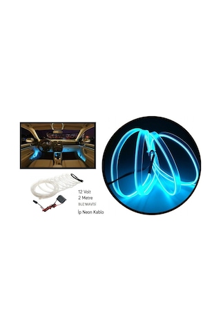 Carub İp Neon Araç İçi Torpido Ledi Esnek 2 Metre 12v Buz Mavisi Br4327558