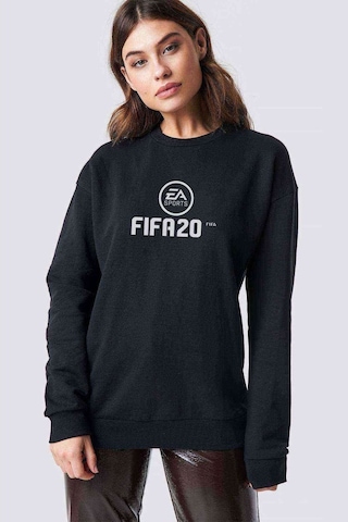 Fıfa 2020 Baskılı Siyah Kadın Sweatshirt