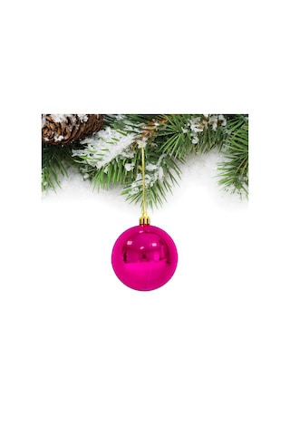 Yılbaşı Çam Ağacı Süsü Fuşya Top 6 Cm 6'lı