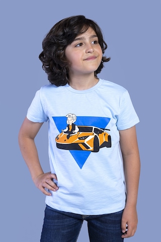 Toontoy Kids Toontoy Erkek Çocuk Araba Baskılı Tişört Sarı