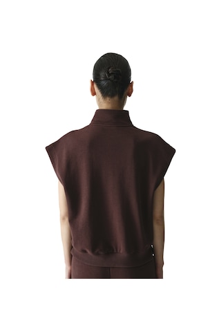 Penti Kahverengi Yarım Fermuarlı Kısa Kollu Pamuklu Sweatshirt