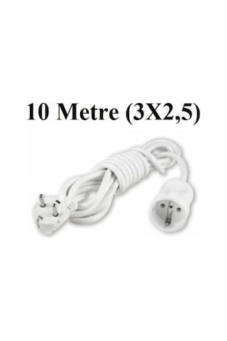 Topraklı Uzatma Seyyar Kablosu 10 Metre Tekli Priz 3x2,5 Mm Seyyar Uzatma Kablosu