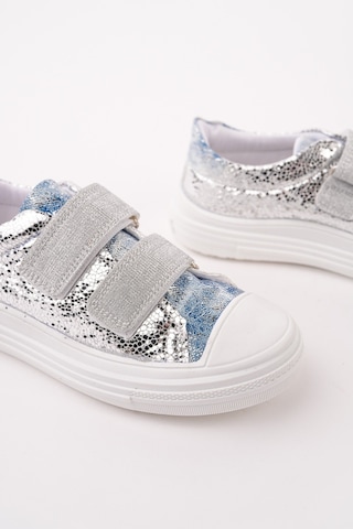 Muggo Oriella Kız Çocuk Cırt Cırtlı Simli Günlük Sneaker Spor Ayakkabı Gümüş