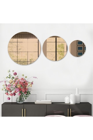 Decorıta Ayna - 3'Lü Takım Daire Ayna Şeffaf