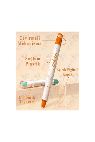 Çevirmeli Jel Mum Boya 24 Renk 1 Adet Nova Color Plastik Kutulu 24 Lü Mum Boya Kalemi Silinebilir Zararsız Yıkanabilir Çok Renkli