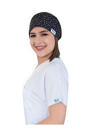 Unisex Yıldız Desenli Doktor Hemşire Aşçı Hastane Cerrahi Bonesi Beyaz Beyaz