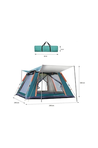 Yek Outdoor 4 Kişilik Tam Otomatik Tenteli Kamp Çadırı 240x240x160 Yeşil