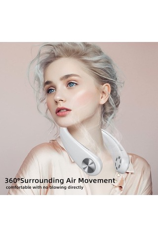 Boyun Fanı, Portatif Fan Kişisel Fan Eller Serbest Bladeless Boyun Fanı 3 Hız Ayarı 360 Soğutma Usb Giyilebilir, Beyaz Ekvcvy Beyaz