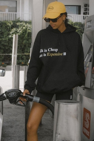 Madmext Siyah Baskılı Oversize Kapüşonlu Sweatshirt Mg1573
