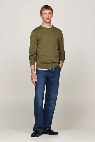 Tommy Hilfiger Erkek Bisiklet Yaka Kazak - Yeşil Green